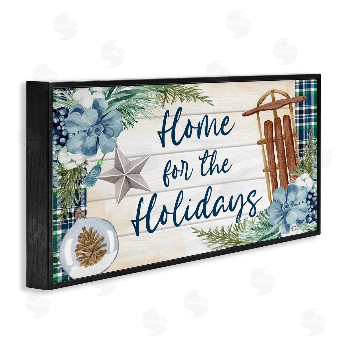 Nicole DeCamp Home For The Holidays Tartan Black Framed Glicee Wall Art Print