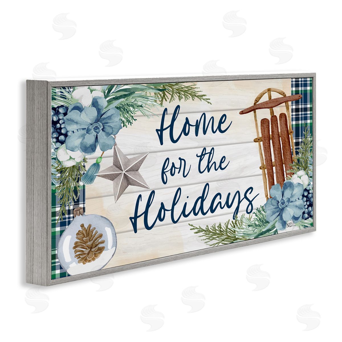 Nicole DeCamp Home For The Holidays Tartan Gray Framed Glicee Wall Art Print