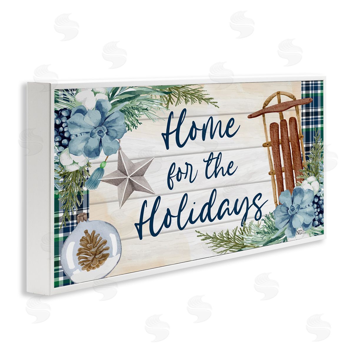 Nicole DeCamp Home For The Holidays Tartan White Framed Glicee Wall Art Print