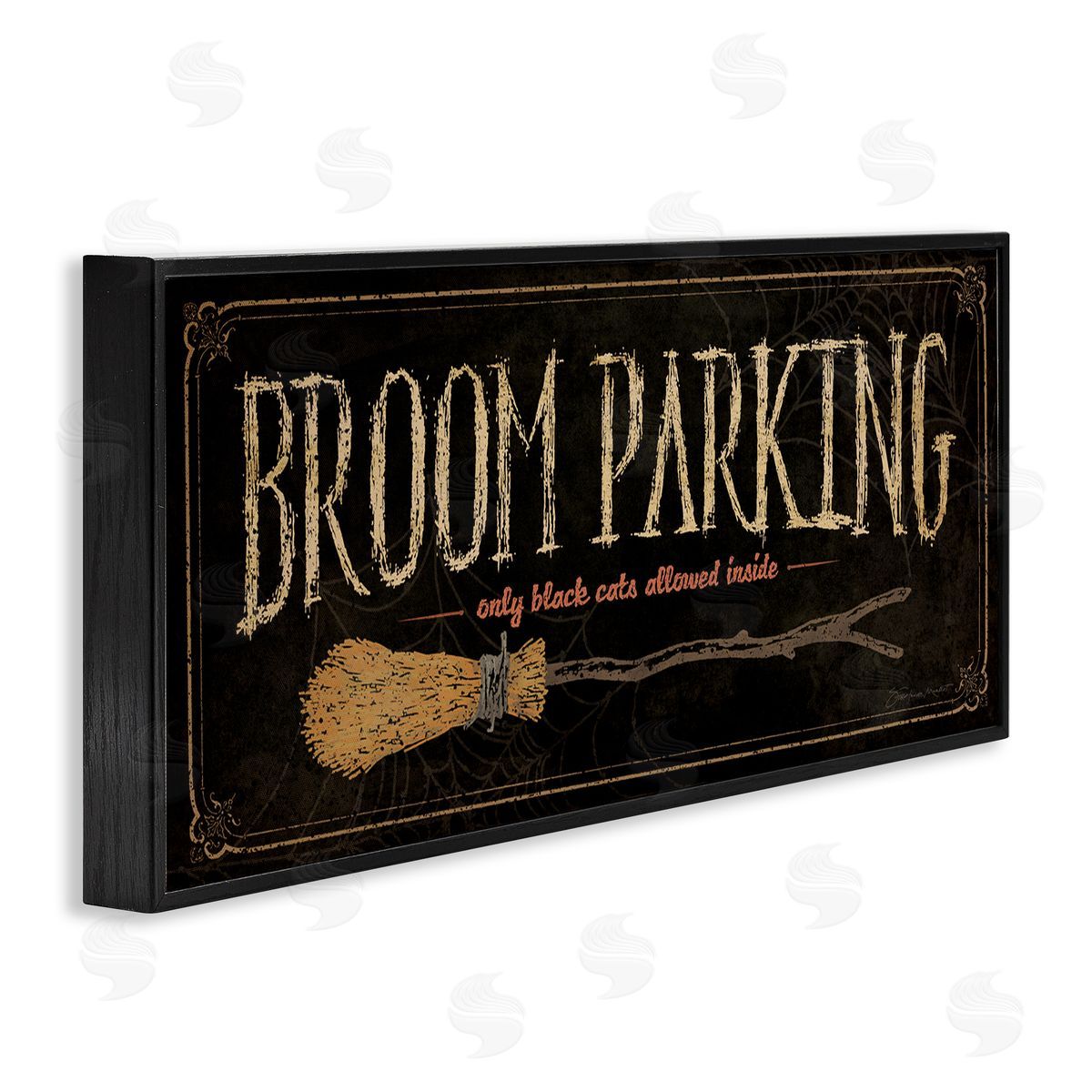 Broom Parking Black Cats Allowed Black Frame Print Wall Art, Home Decor by Stephanie Workman Marrott
