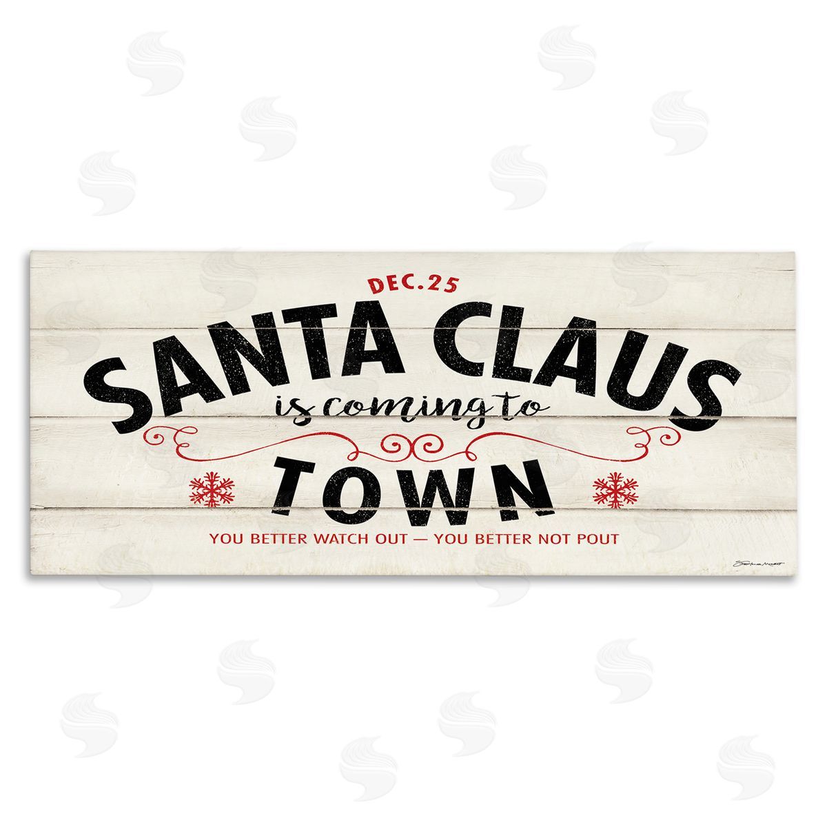 Stephanie Workman Marrott Santa Claus Coming To Town Rustic Stretched Canvas Wall Art Print