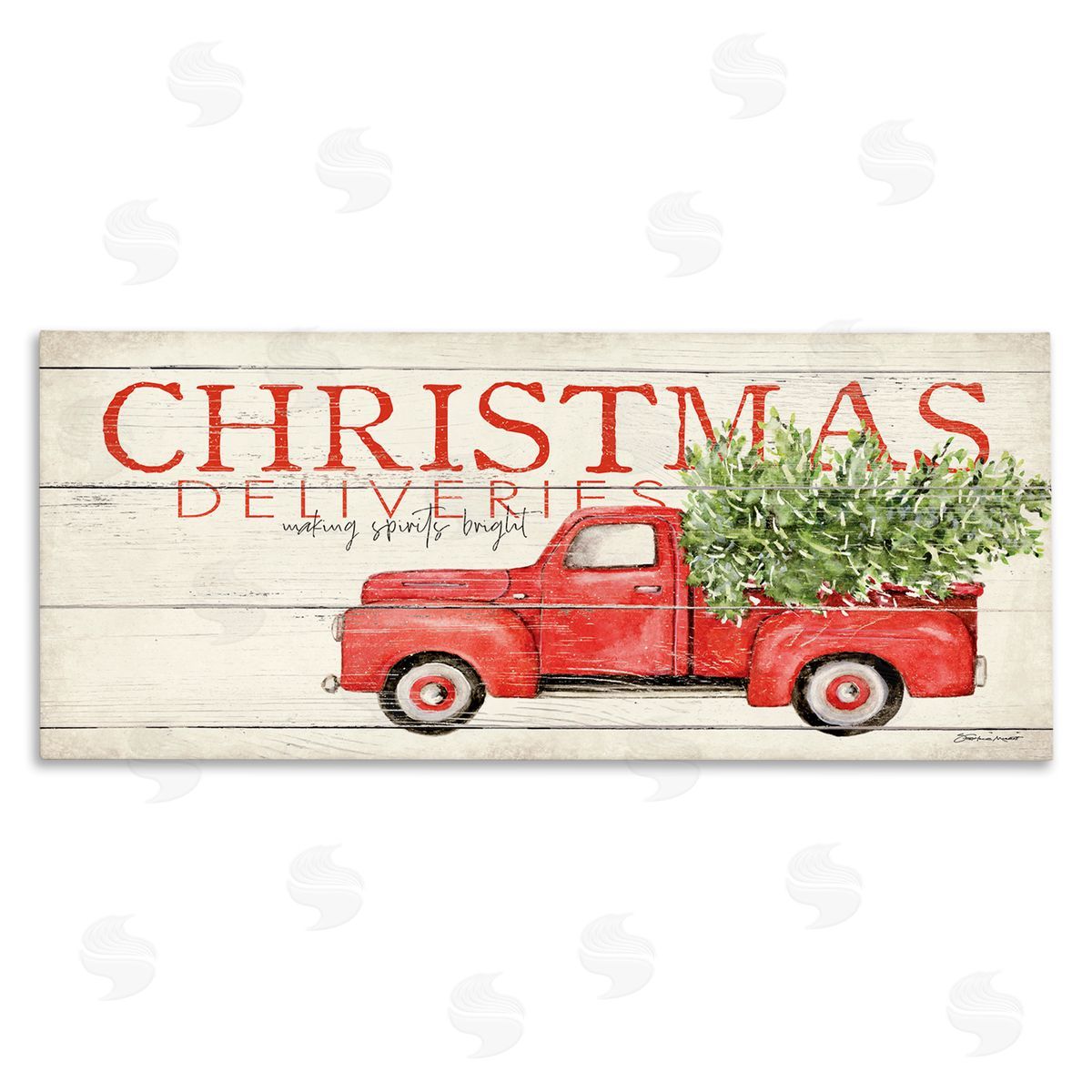 Stephanie Workman Marrott Christmas Deliveries Red Truck Stretched Canvas Wall Art Print
