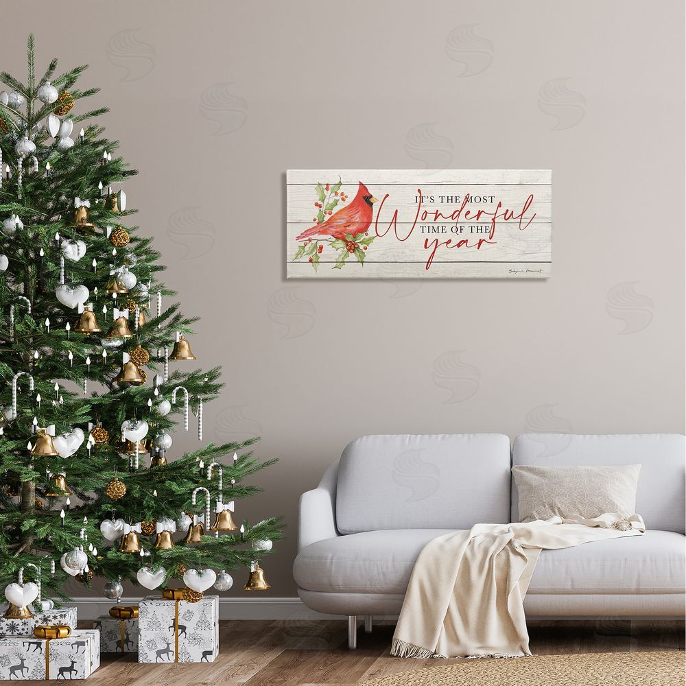 Stephanie Workman Marrott Most Wonderful Time Cardinal Canvas Wall Art in Room