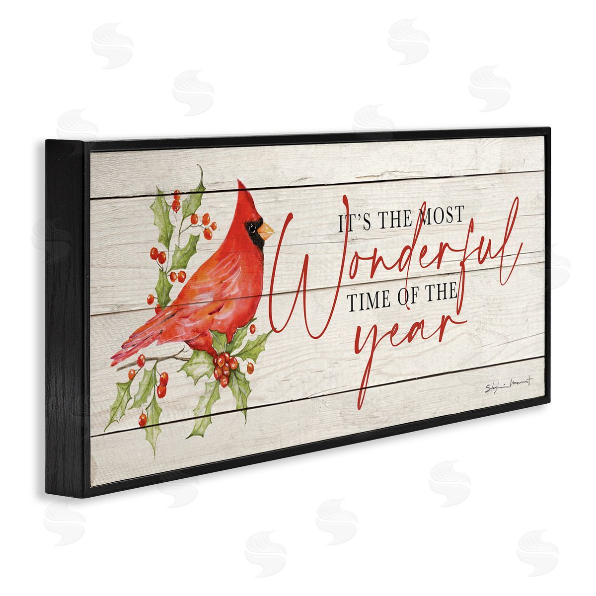 Stephanie Workman Marrott Most Wonderful Time Cardinal Black Framed Glicee Wall Art Print