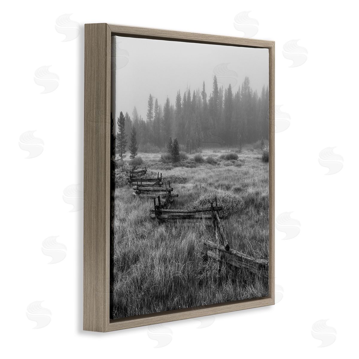 Steve Smith Dark Countryside Fence Photography Brown Floating Frame Canvas Wall Art Print