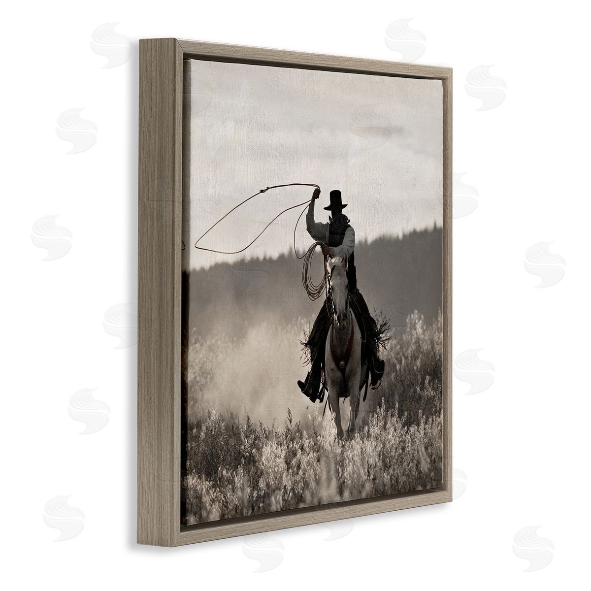 Danita Delimont Cowboy Lasso Western Photography Brown Floating Frame Canvas Wall Art Print