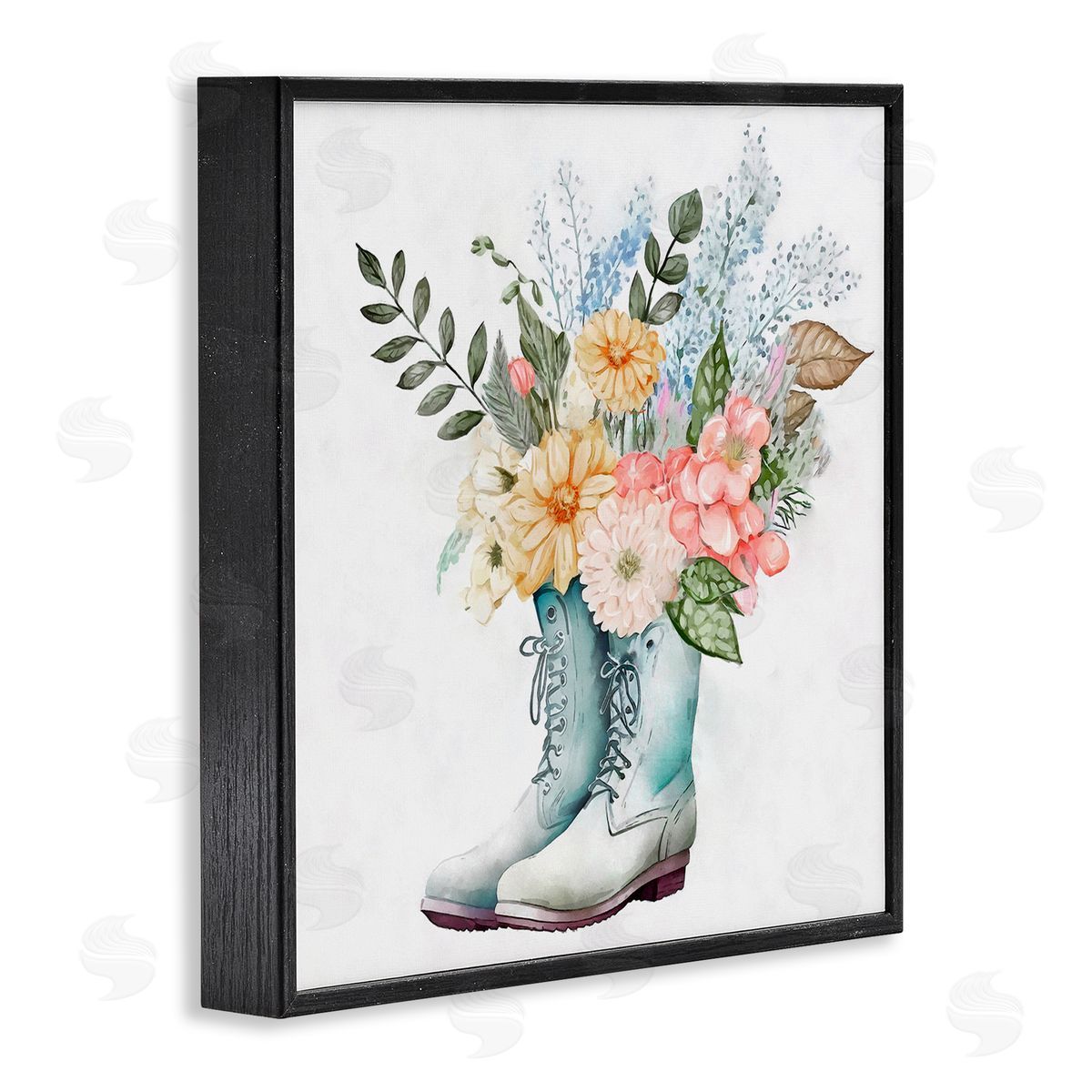 Ziwei Li Garden Boot Mixed Flower Bouquet Black Framed Glicee Wall Art Print