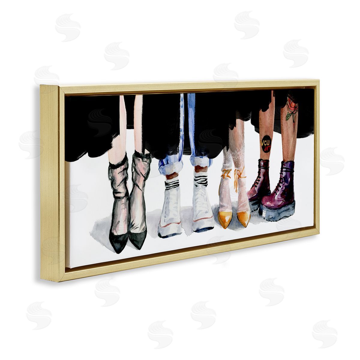 Jennifer Paxton Parker Trendy Fashion Shoes People Gold Floating Frame Canvas Wall Art Print