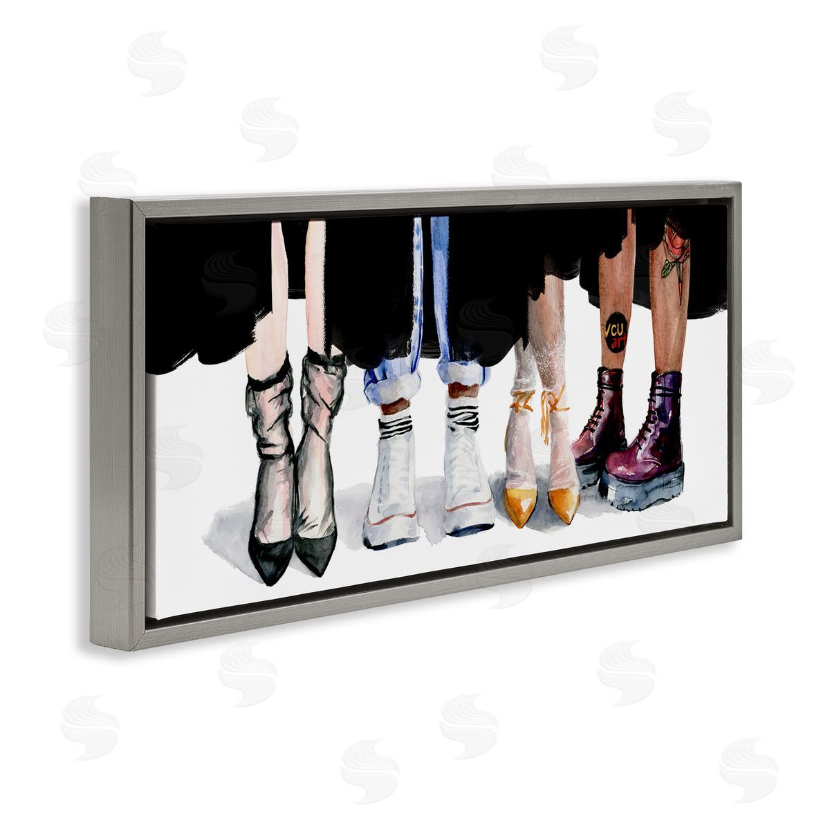 Jennifer Paxton Parker Trendy Fashion Shoes People Gray Floating Frame Canvas Wall Art Print