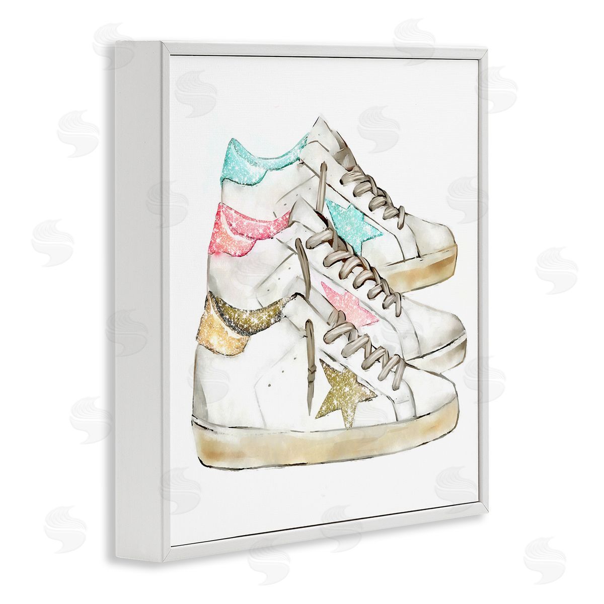 Ziwei Li Pastel Glam Fashion Sneakers White Framed Glicee Wall Art Print