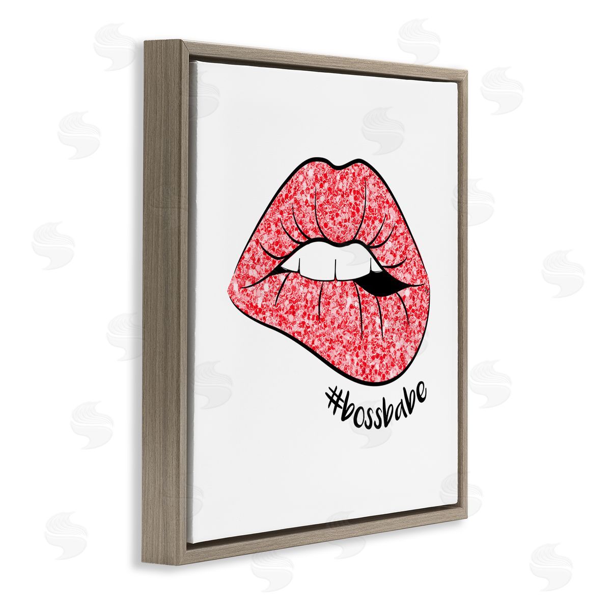 Martina Pavlova Hashtag Bossbabe Glam Lips Brown Floating Frame Canvas Wall Art Print