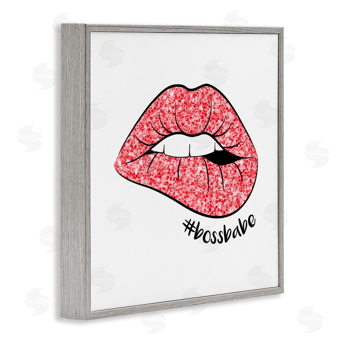 Martina Pavlova Hashtag Bossbabe Glam Lips Gray Framed Glicee Wall Art Print