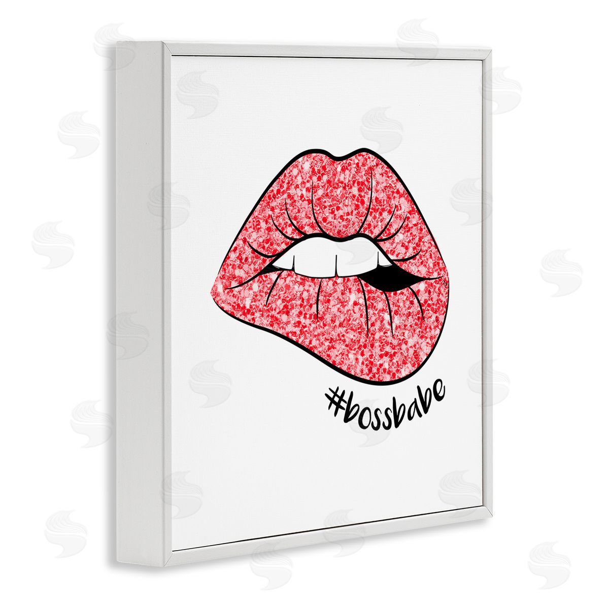 Martina Pavlova Hashtag Bossbabe Glam Lips White Framed Glicee Wall Art Print