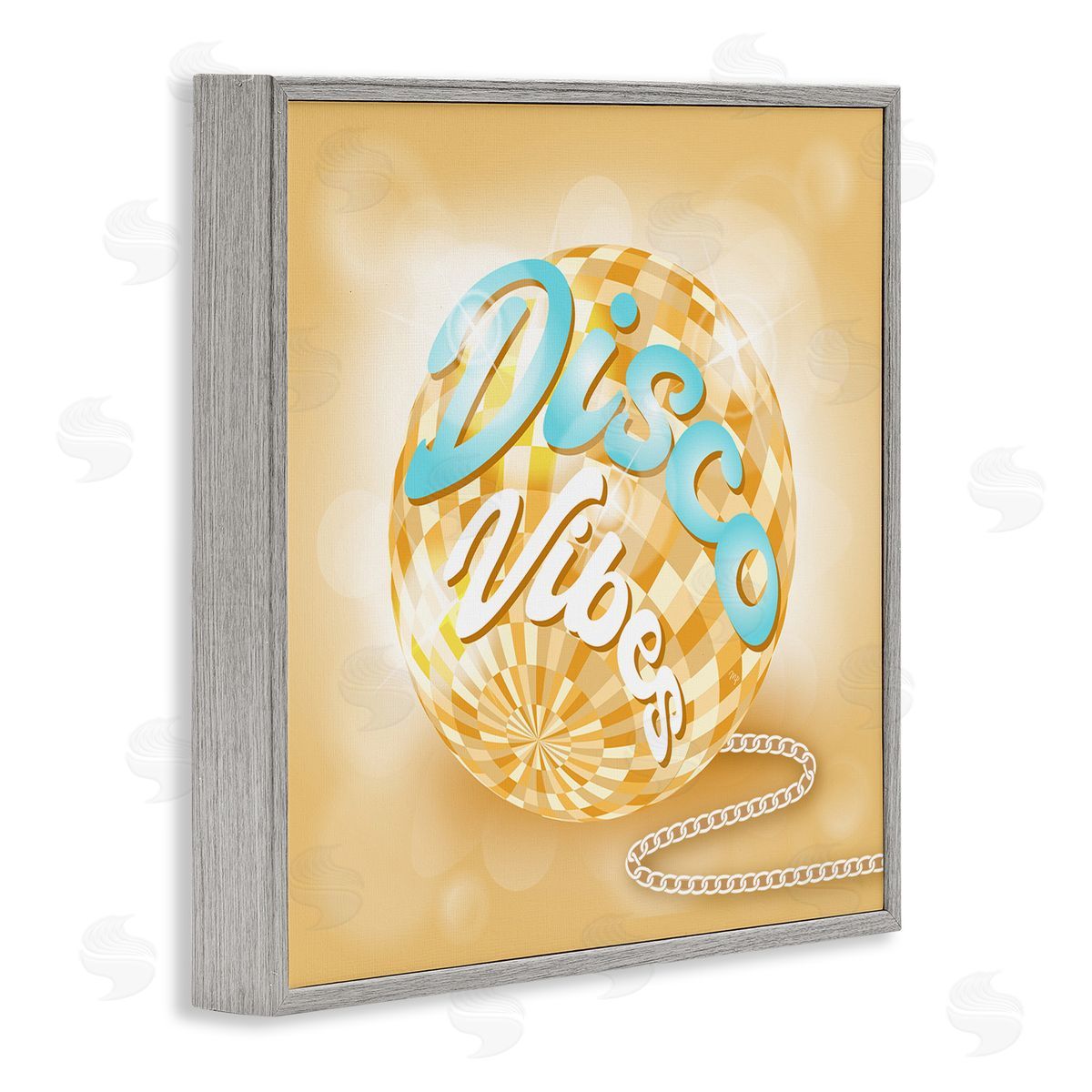 Martina Pavlova Disco Vibes Yellow & Blue Phrase Gray Framed Glicee Wall Art Print