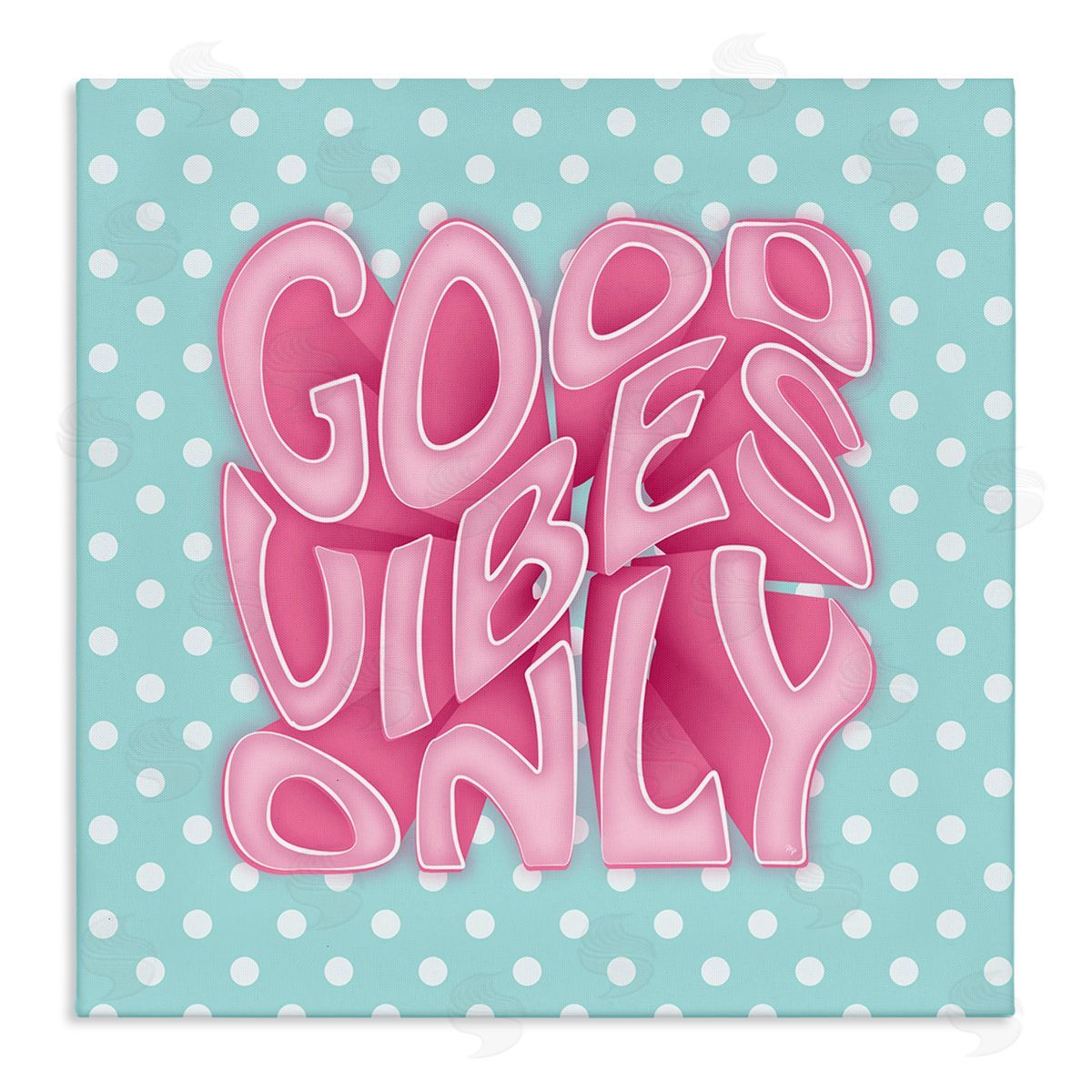 Martina Pavlova Good Vibes Only Pink & Blue Retro Stretched Canvas Wall Art Print