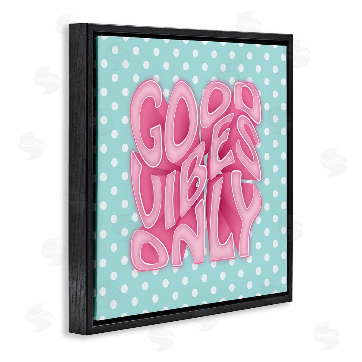 Martina Pavlova Good Vibes Only Pink & Blue Retro Black Floating Frame Canvas Wall Art Print