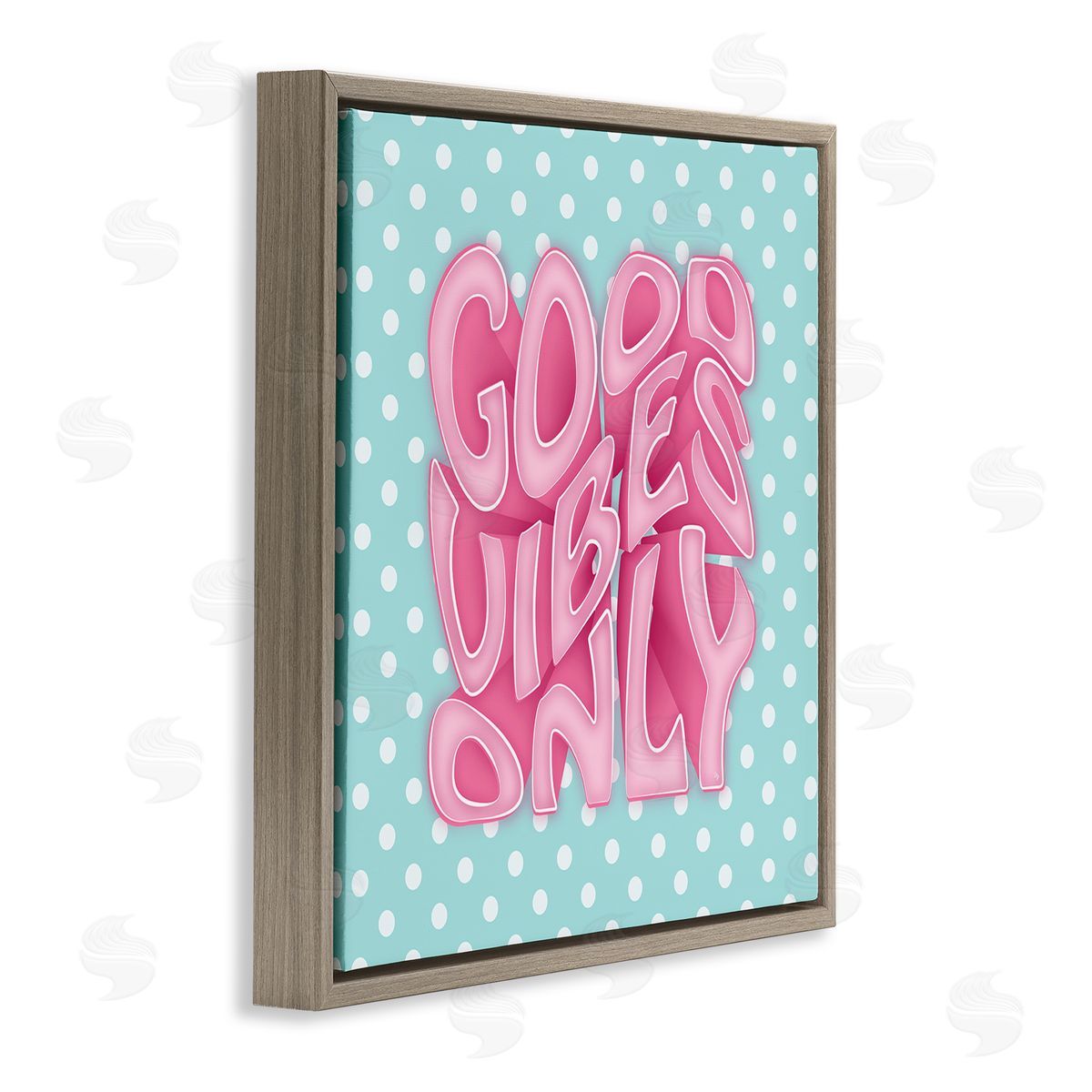 Martina Pavlova Good Vibes Only Pink & Blue Retro Brown Floating Frame Canvas Wall Art Print