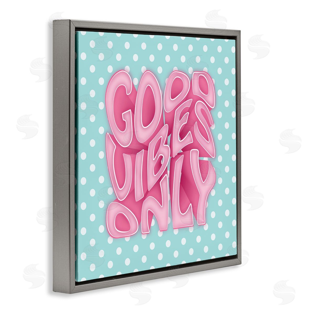 Martina Pavlova Good Vibes Only Pink & Blue Retro Gray Floating Frame Canvas Wall Art Print