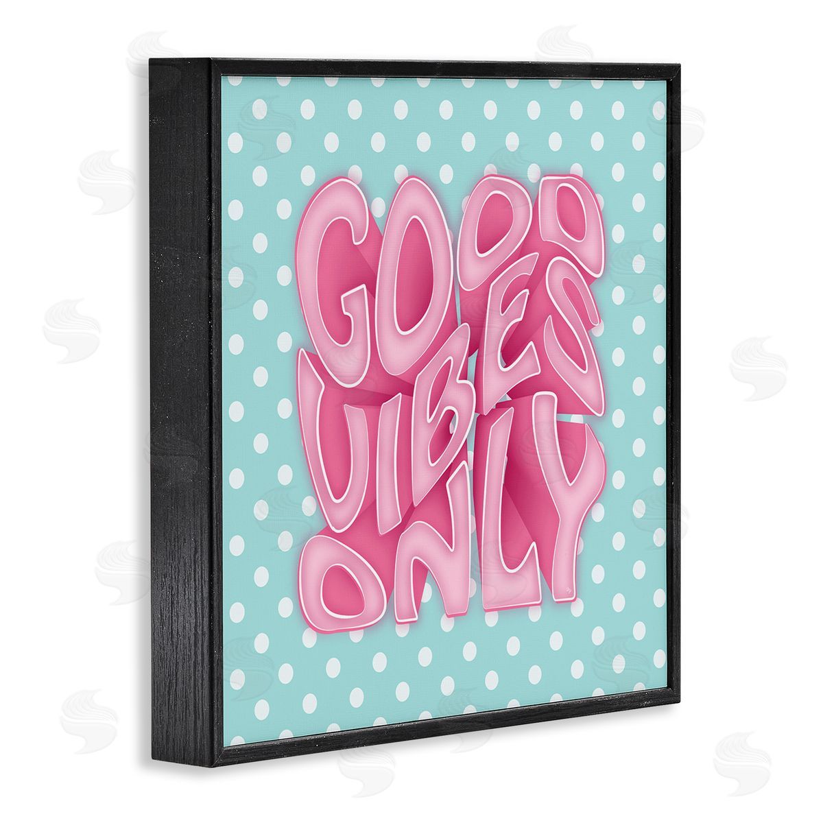 Martina Pavlova Good Vibes Only Pink & Blue Retro Black Framed Glicee Wall Art Print