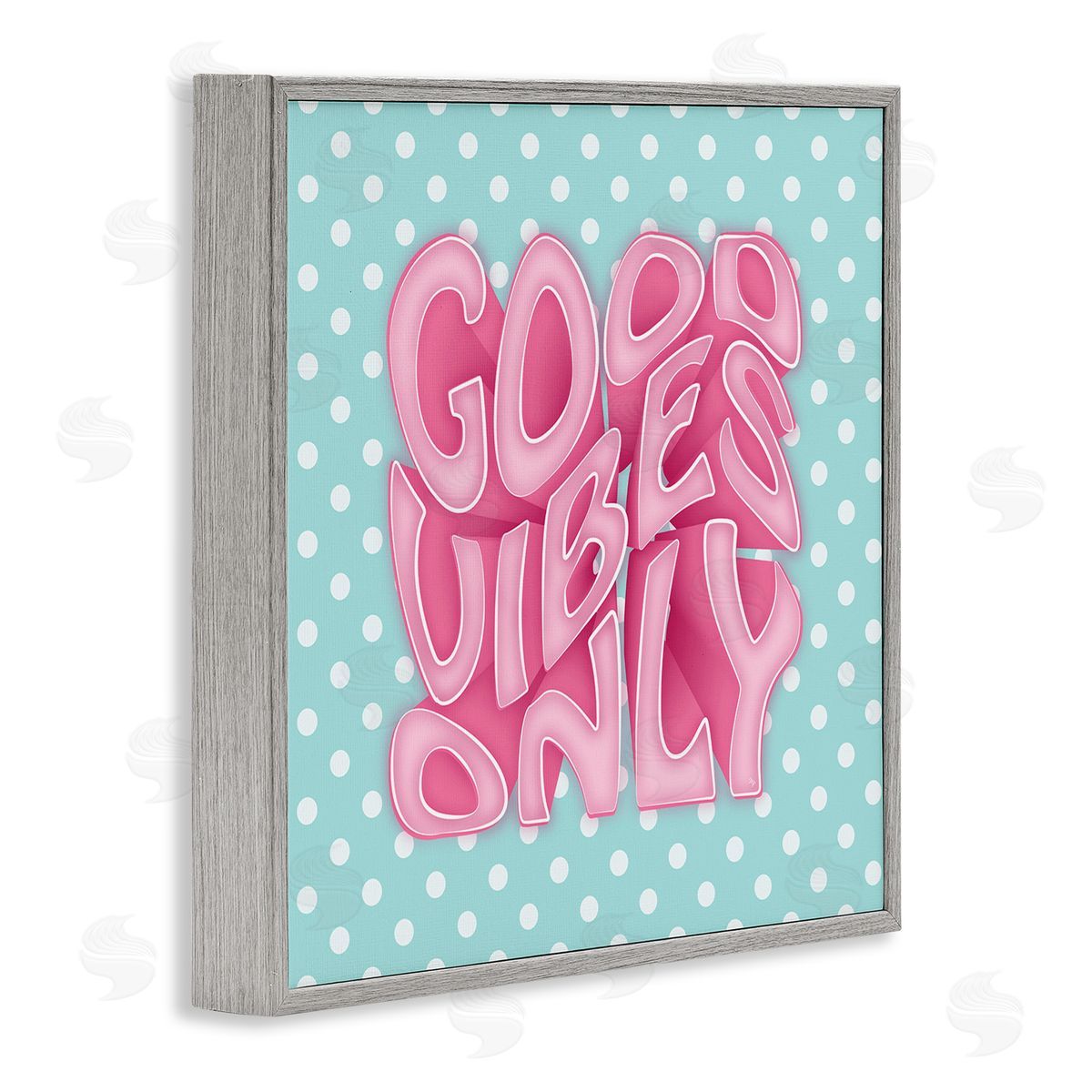 Martina Pavlova Good Vibes Only Pink & Blue Retro Gray Framed Glicee Wall Art Print