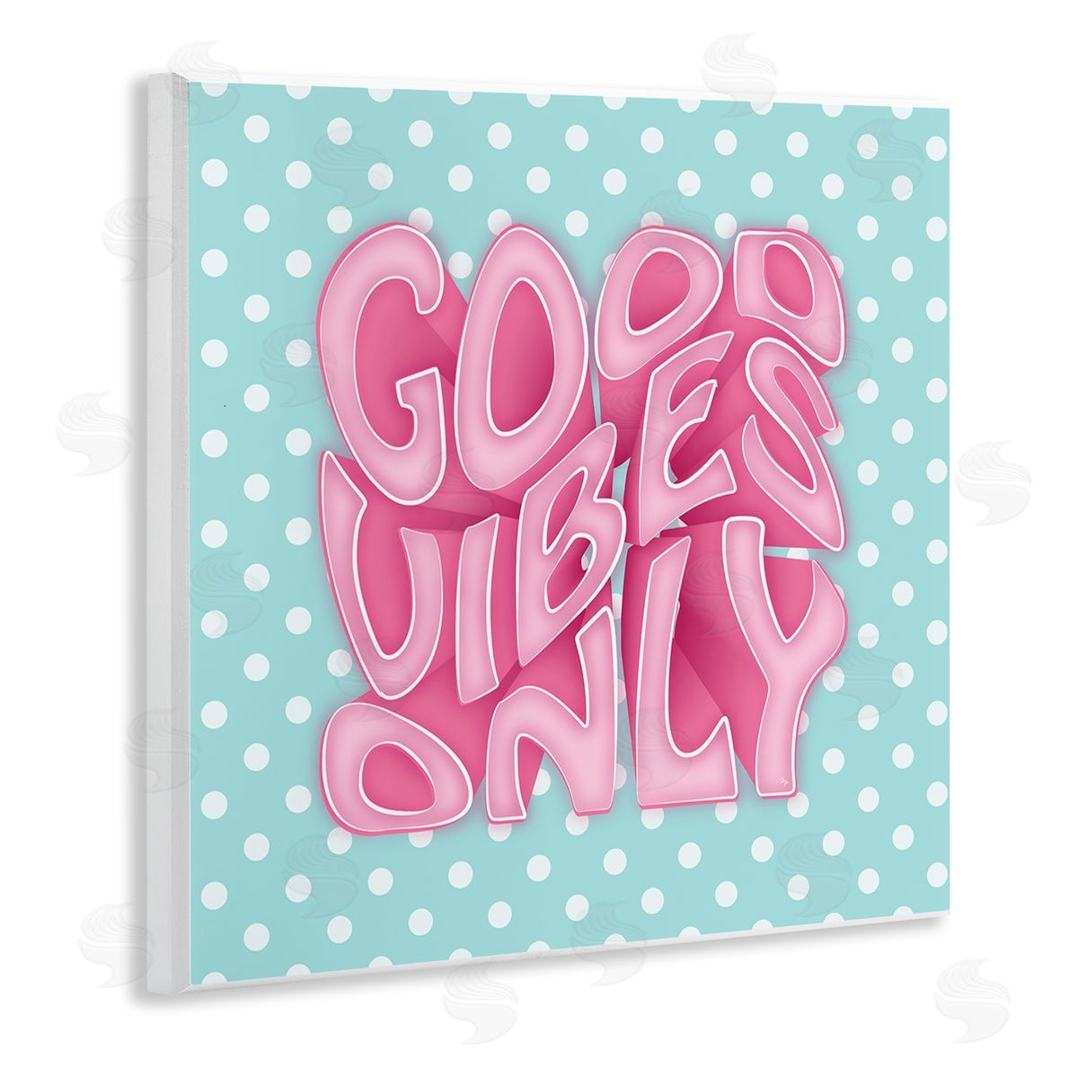 Martina Pavlova Good Vibes Only Pink & Blue Retro Wooden Wall Plaque Art Print