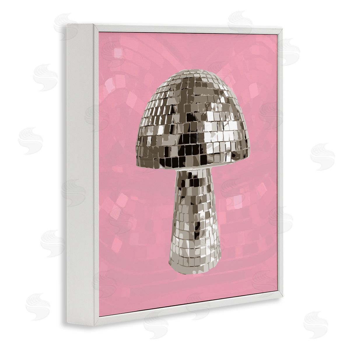 Stupell Studio Pink Mushroom Shaped Disco Ball White Framed Glicee Wall Art Print