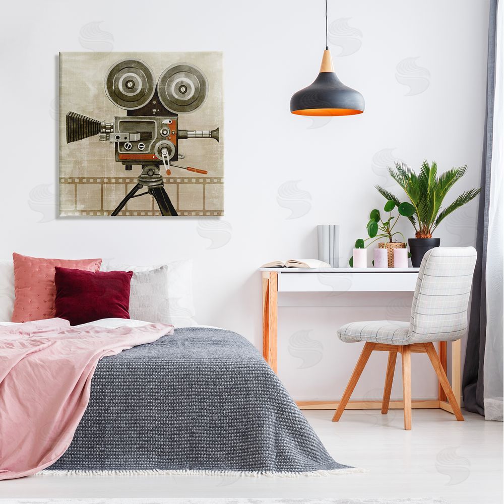 Grace Popp Vintage Movie Video Camera  Canvas Wall Art in Room