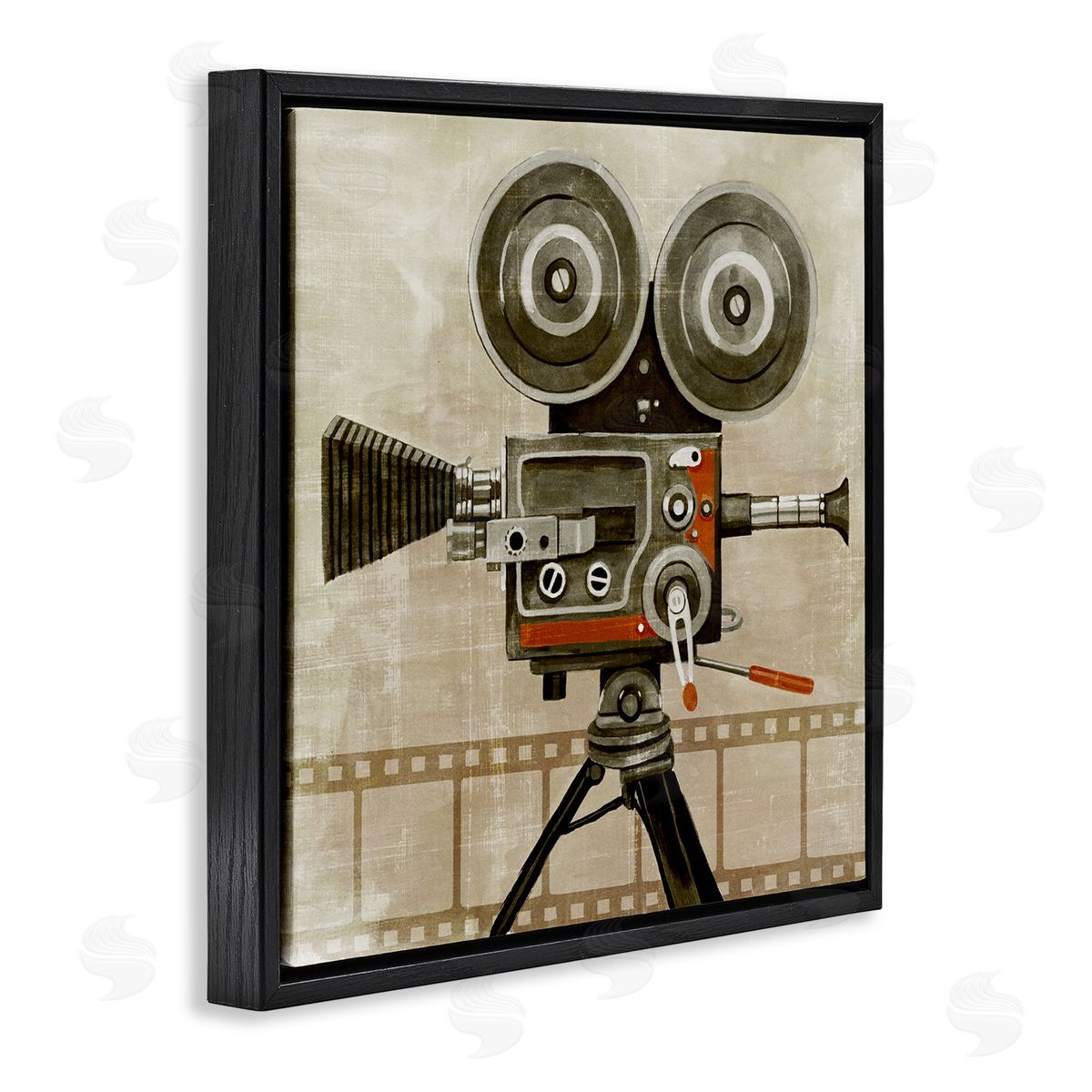 Grace Popp Vintage Movie Video Camera  Black Floating Frame Canvas Wall Art Print