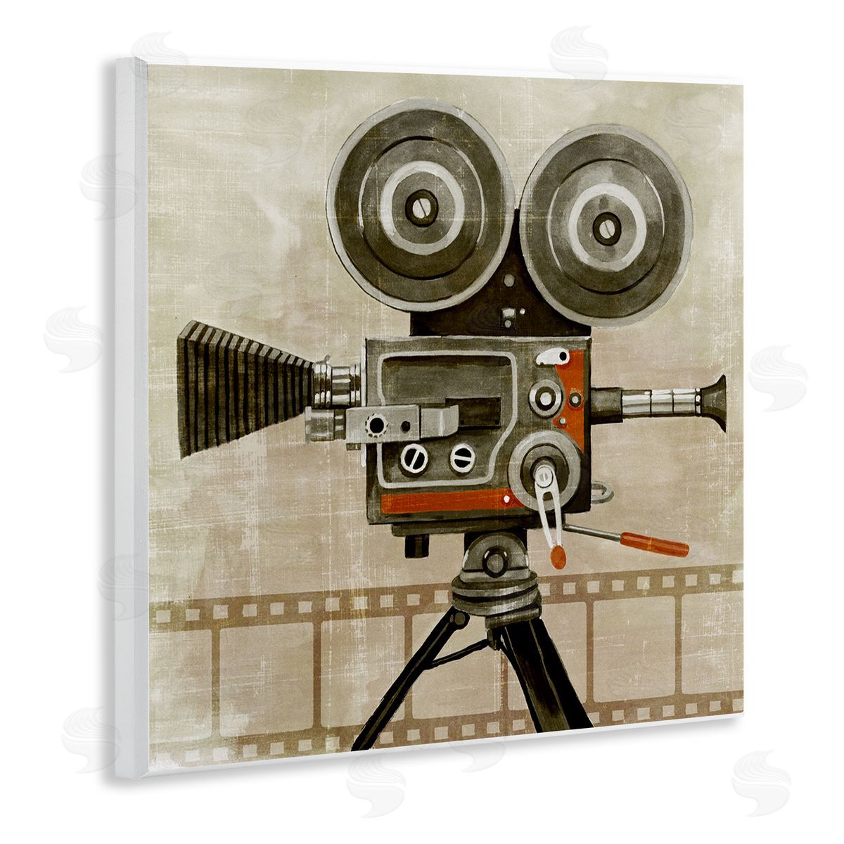 Grace Popp Vintage Movie Video Camera  Wooden Wall Plaque Art Print