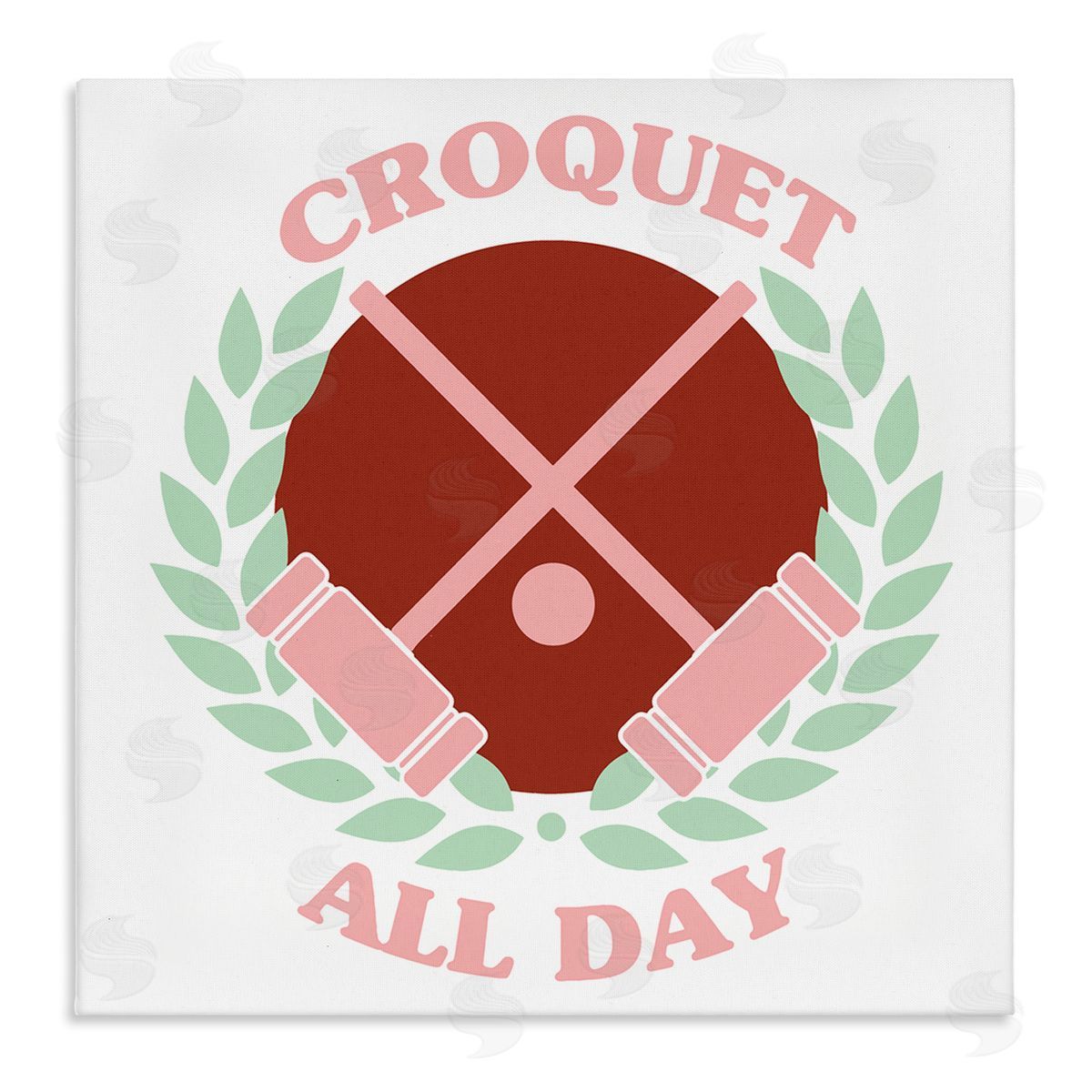 Stupell Studio Croquet All Day Pastel Sports Stretched Canvas Wall Art Print