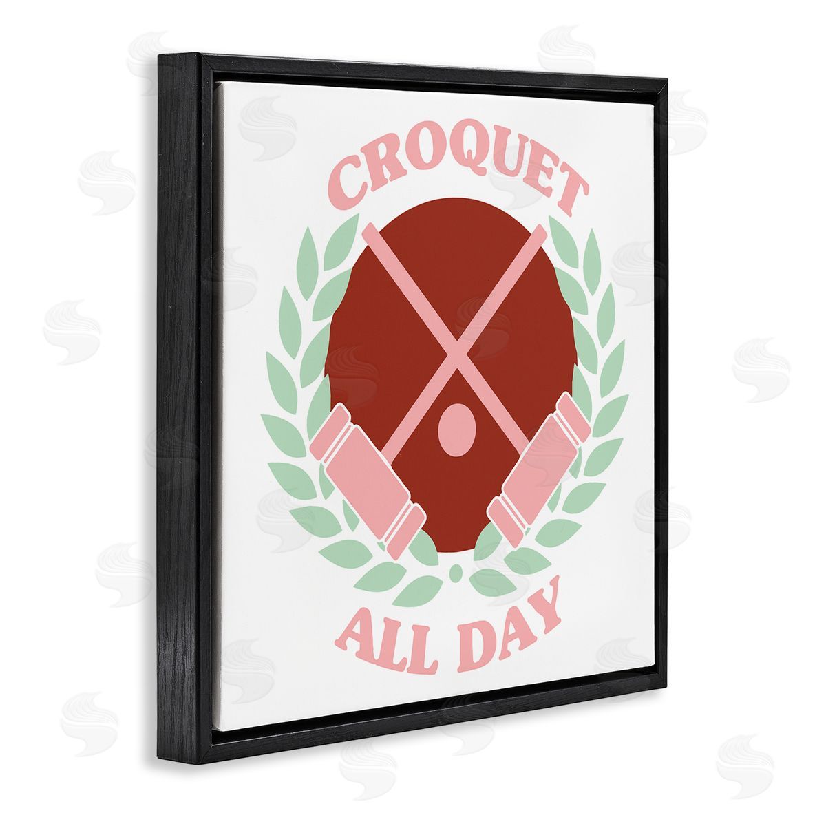 Stupell Studio Croquet All Day Pastel Sports Black Floating Frame Canvas Wall Art Print