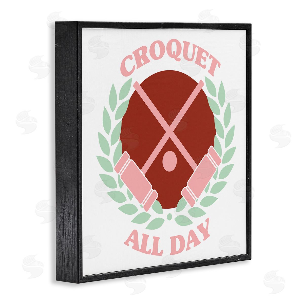 Stupell Studio Croquet All Day Pastel Sports Black Framed Glicee Wall Art Print