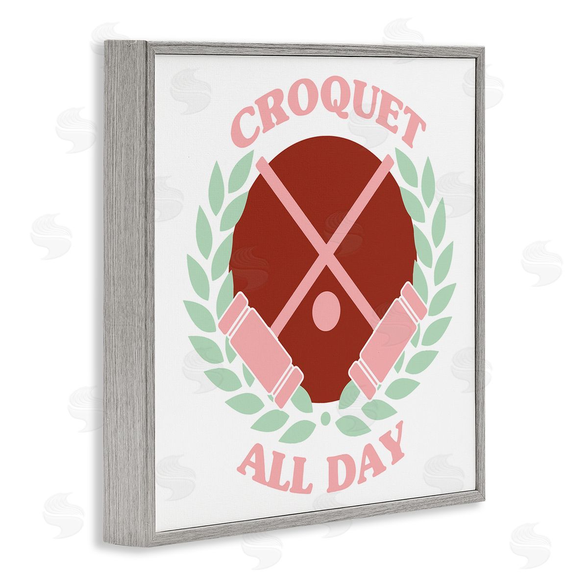Stupell Studio Croquet All Day Pastel Sports Gray Framed Glicee Wall Art Print