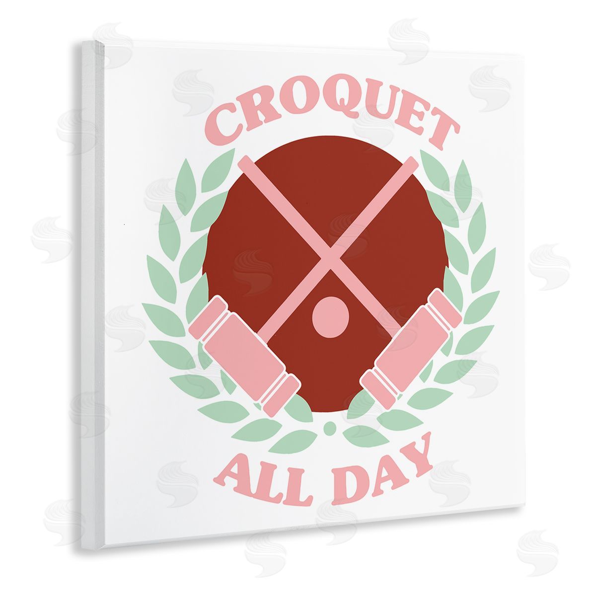 Stupell Studio Croquet All Day Pastel Sports Wooden Wall Plaque Art Print