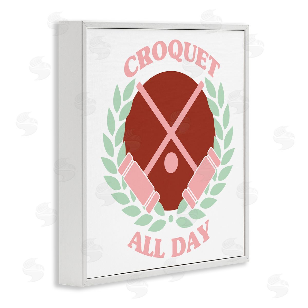 Stupell Studio Croquet All Day Pastel Sports White Framed Glicee Wall Art Print