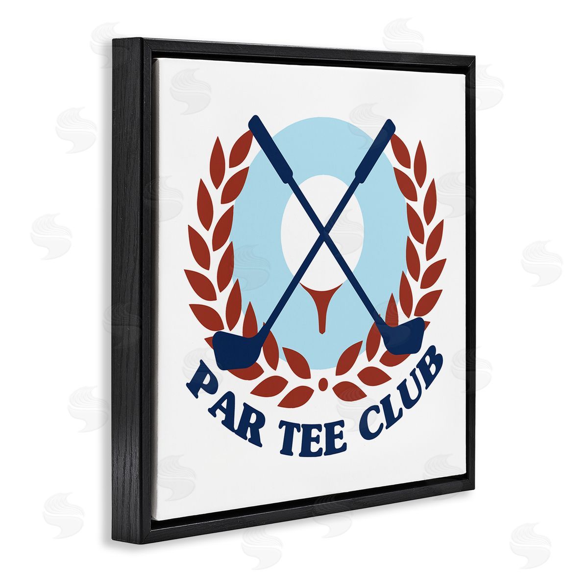 Stupell Studio Par Tee Club Golfing Sports Laurel Black Floating Frame Canvas Wall Art Print