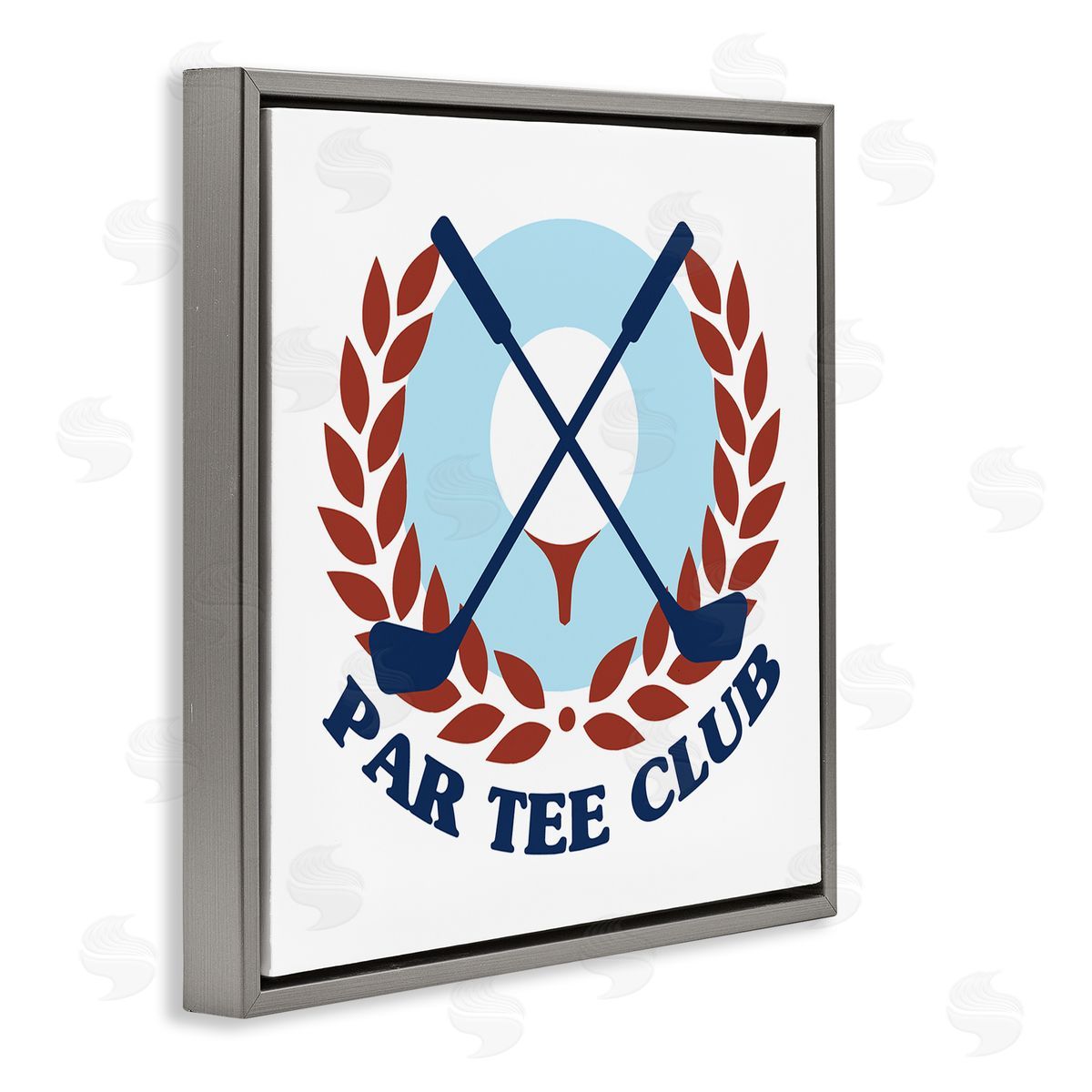 Stupell Studio Par Tee Club Golfing Sports Laurel Gray Floating Frame Canvas Wall Art Print