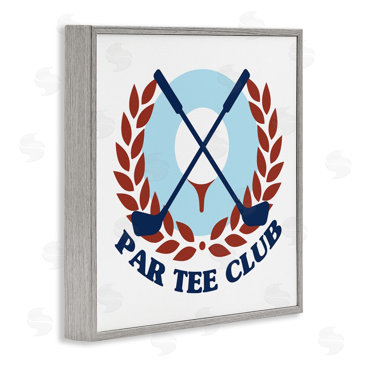 Stupell Studio Par Tee Club Golfing Sports Laurel Gray Framed Glicee Wall Art Print