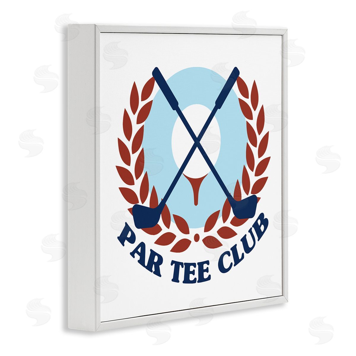 Stupell Studio Par Tee Club Golfing Sports Laurel White Framed Glicee Wall Art Print