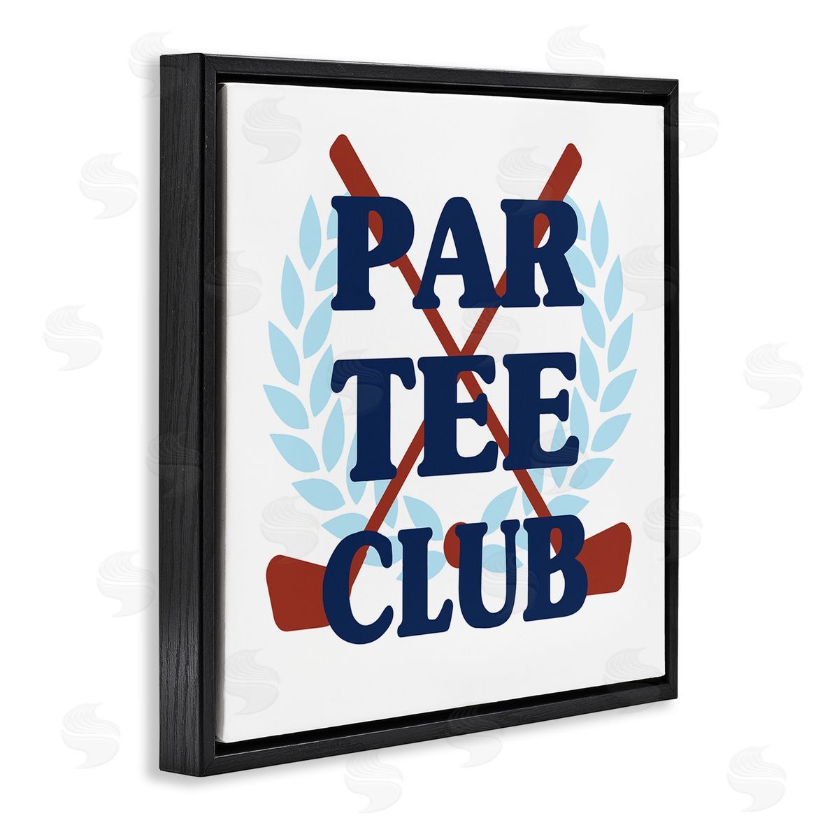 Stupell Studio Par Tee Club Golf Clubs Black Floating Frame Canvas Wall Art Print
