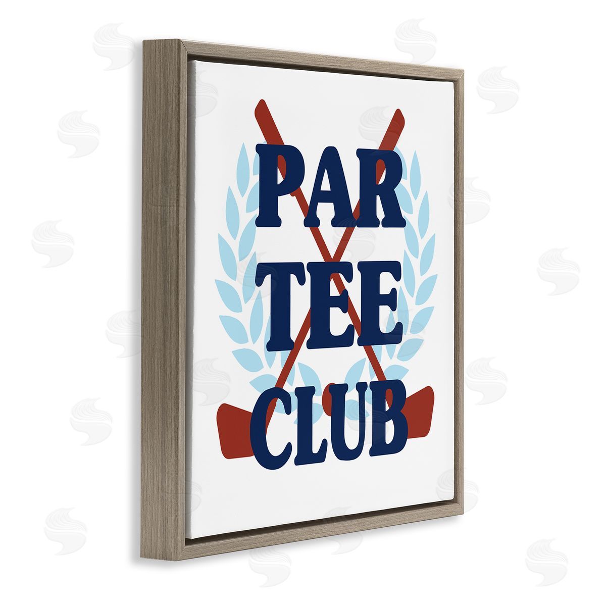 Stupell Studio Par Tee Club Golf Clubs Brown Floating Frame Canvas Wall Art Print