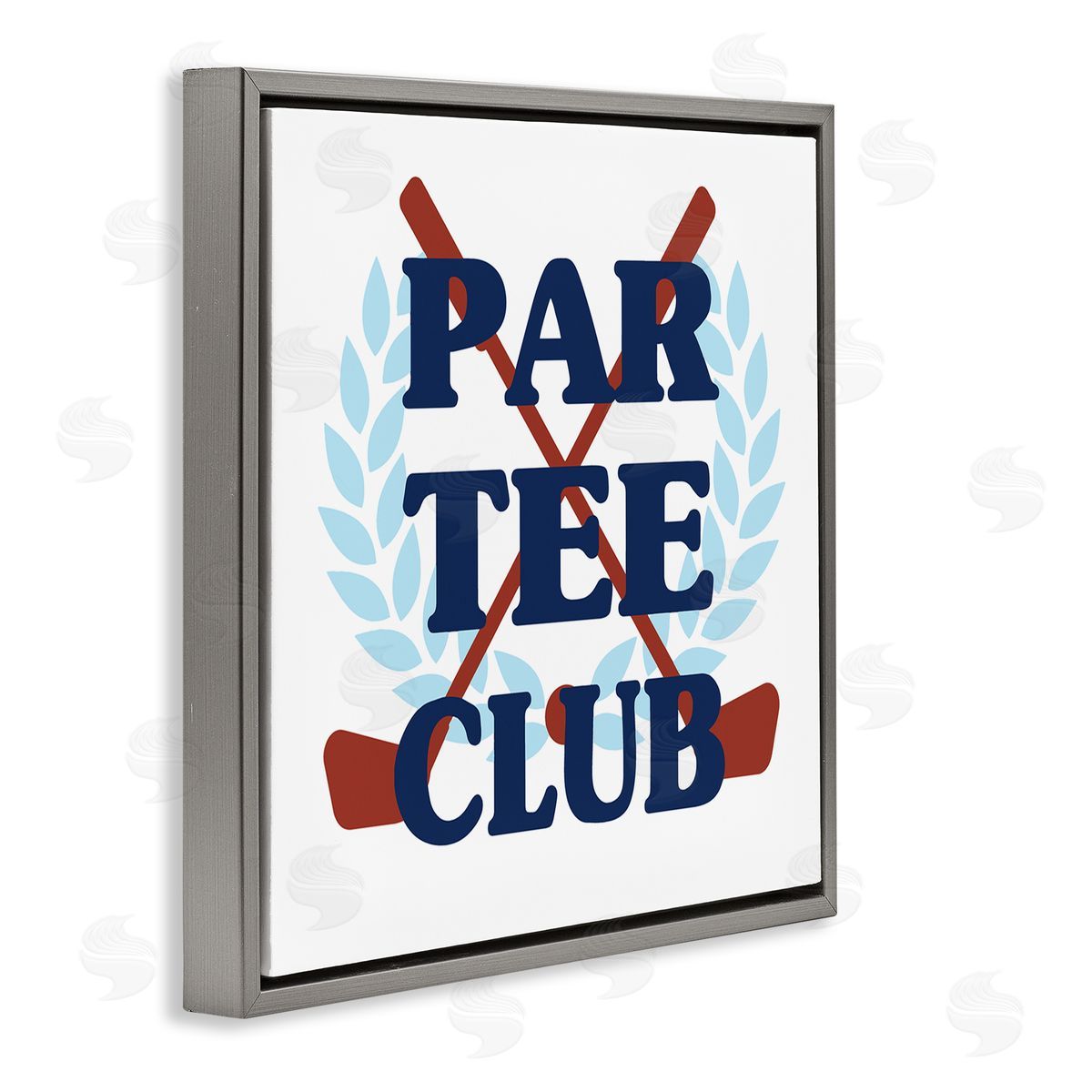 Stupell Studio Par Tee Club Golf Clubs Gray Floating Frame Canvas Wall Art Print