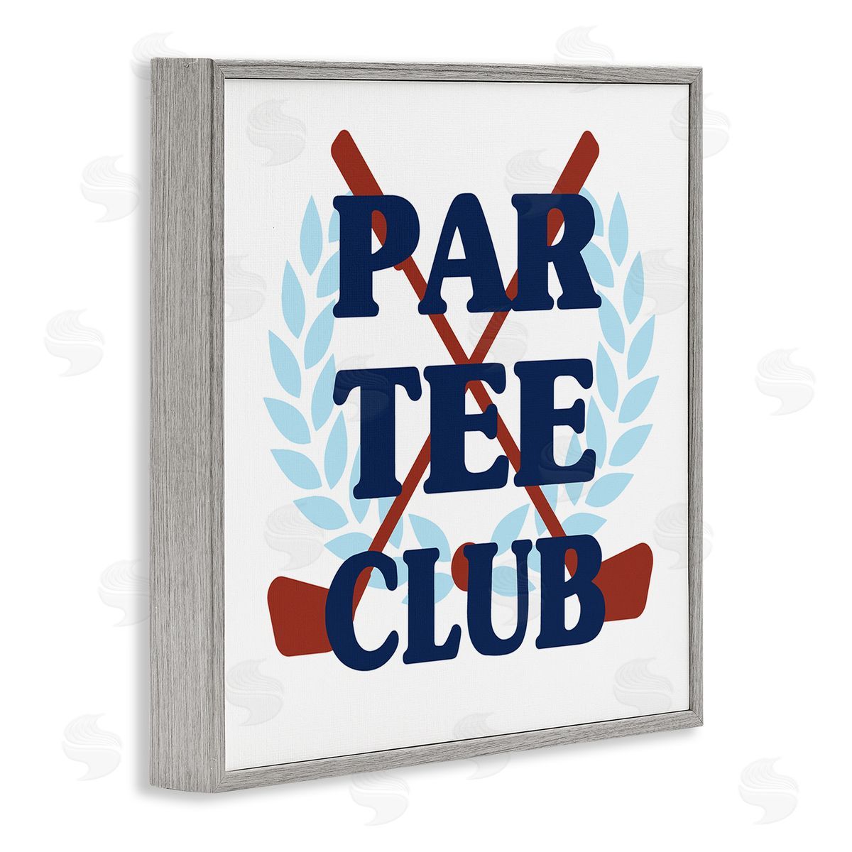 Stupell Studio Par Tee Club Golf Clubs Gray Framed Glicee Wall Art Print