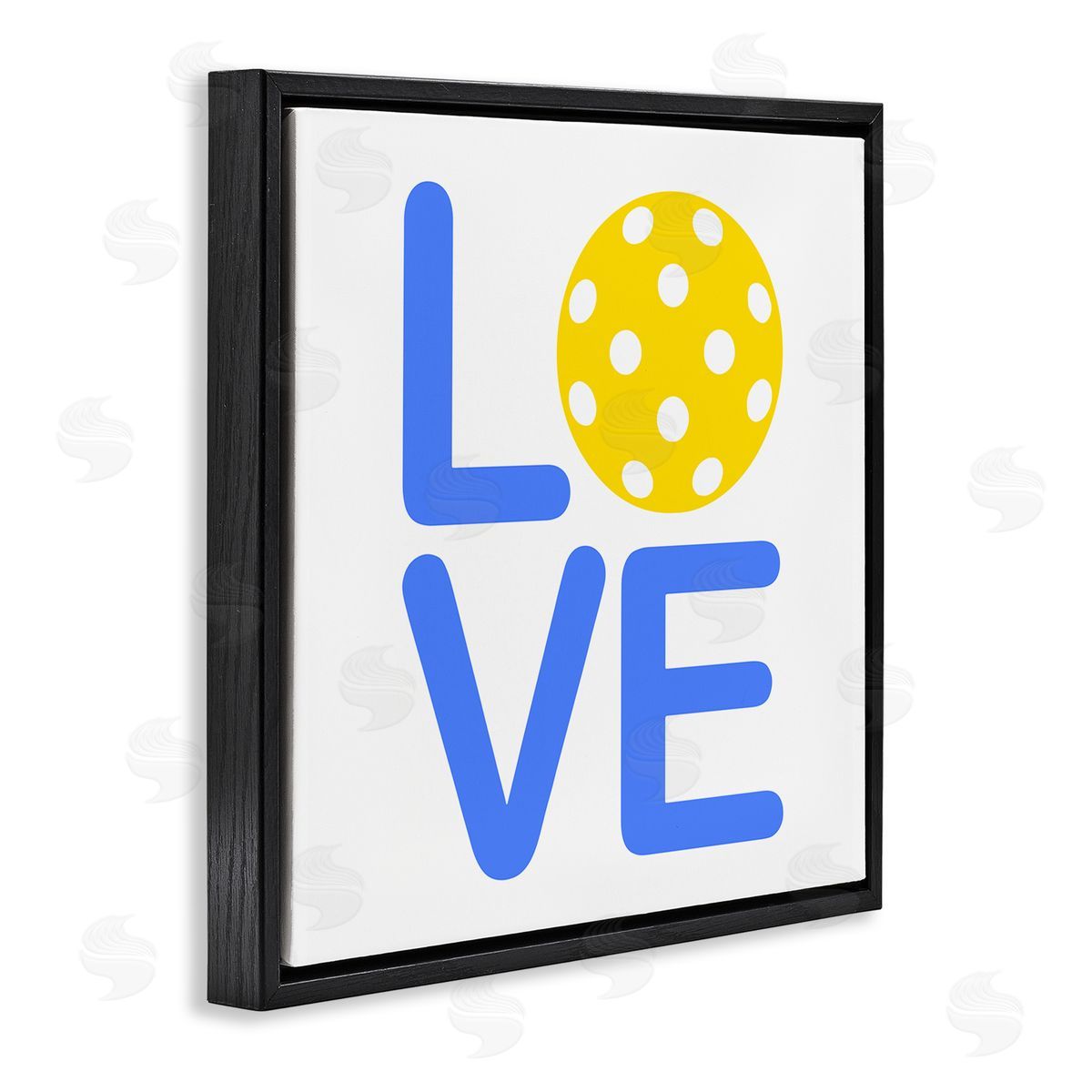 Stupell Studio Blue & Yellow Love Wiffle Ball Black Floating Frame Canvas Wall Art Print