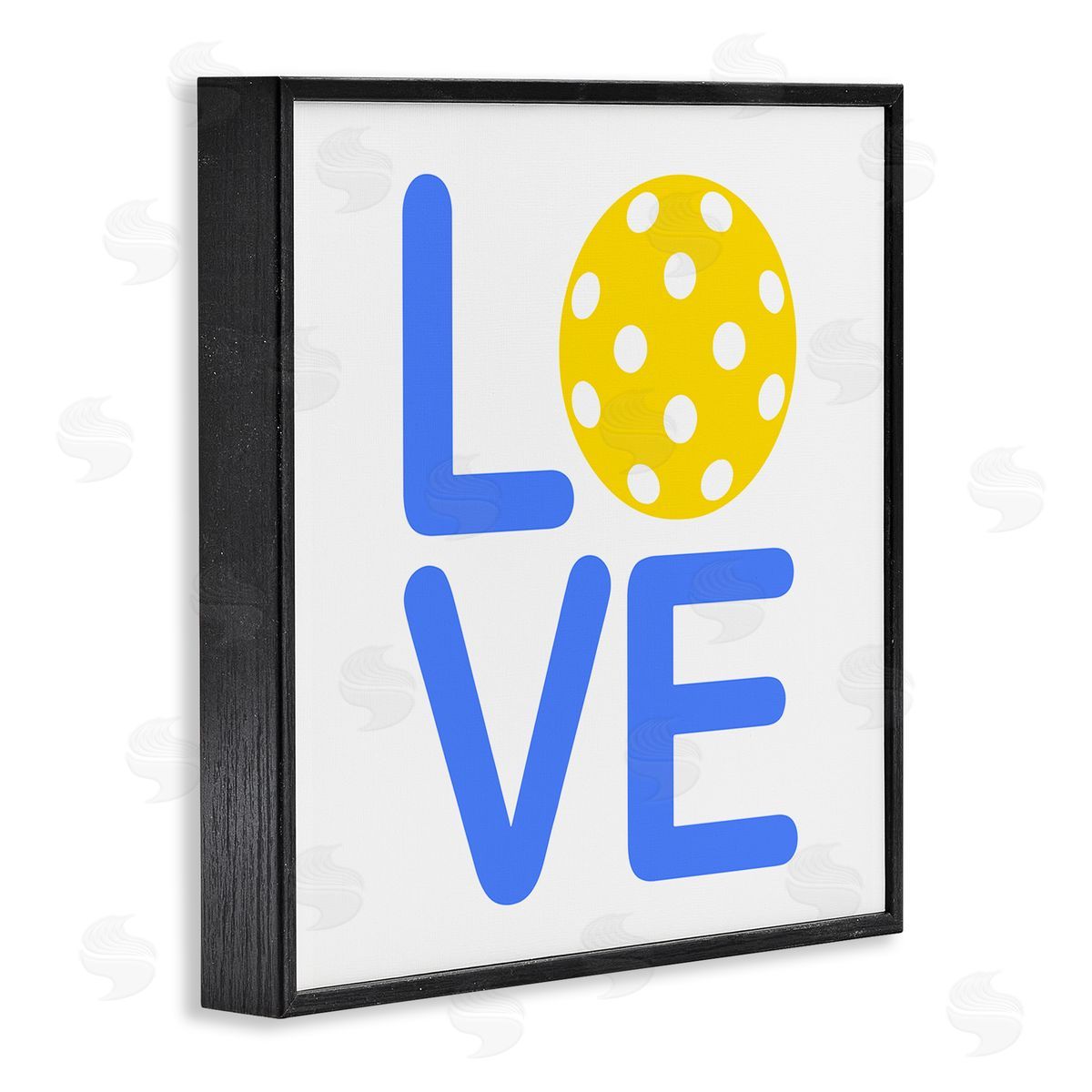 Stupell Studio Blue & Yellow Love Wiffle Ball Black Framed Glicee Wall Art Print