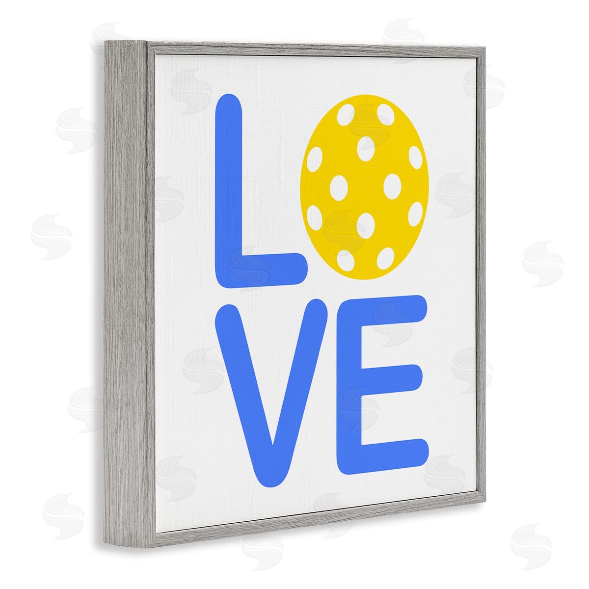 Stupell Studio Blue & Yellow Love Wiffle Ball Gray Framed Glicee Wall Art Print