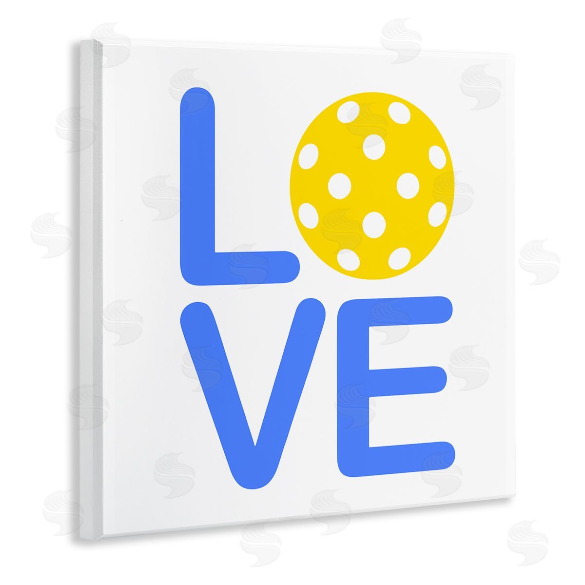 Stupell Studio Blue & Yellow Love Wiffle Ball Wooden Wall Plaque Art Print
