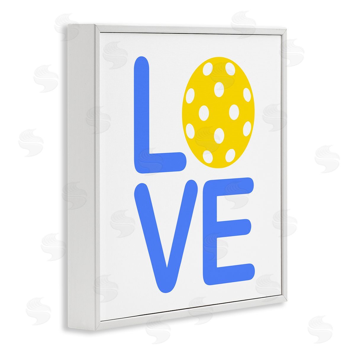 Stupell Studio Blue & Yellow Love Wiffle Ball White Framed Glicee Wall Art Print