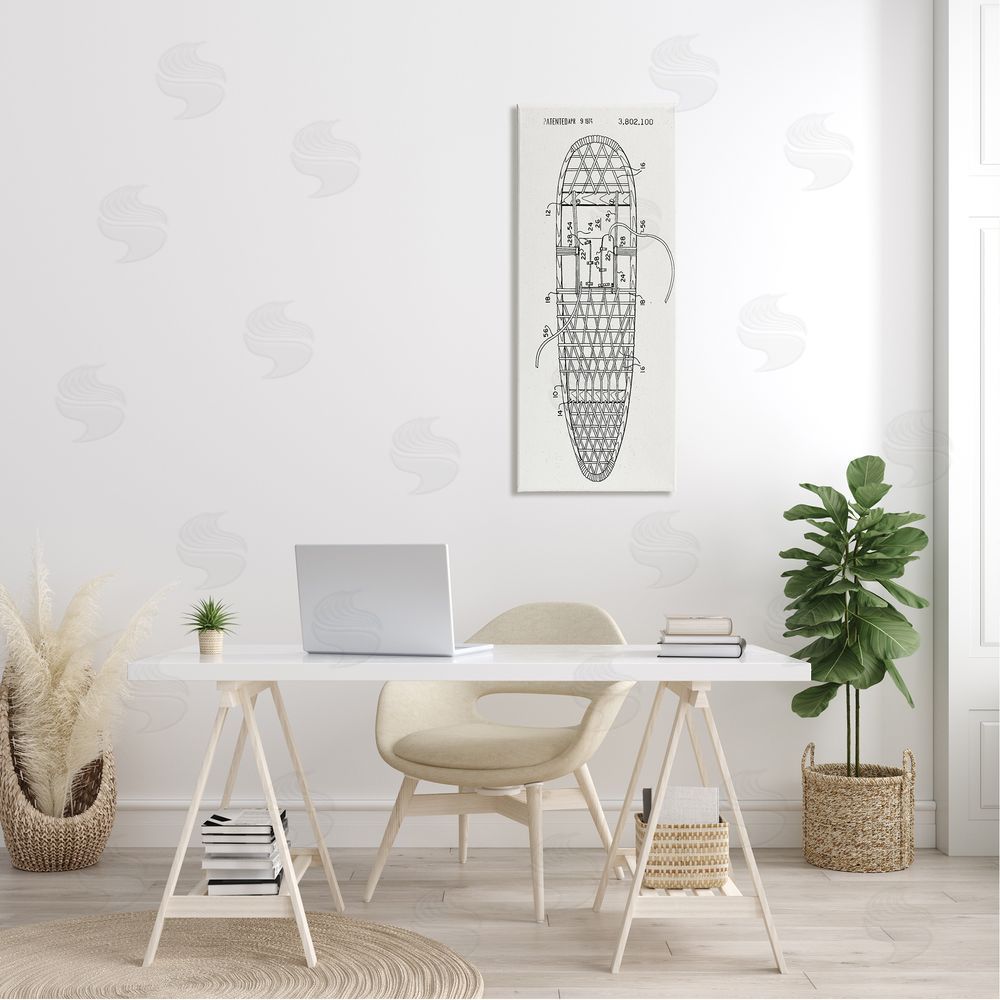 Stupell Studio Snowshoe Winter Patent Blueprint Canvas Wall Art in Room