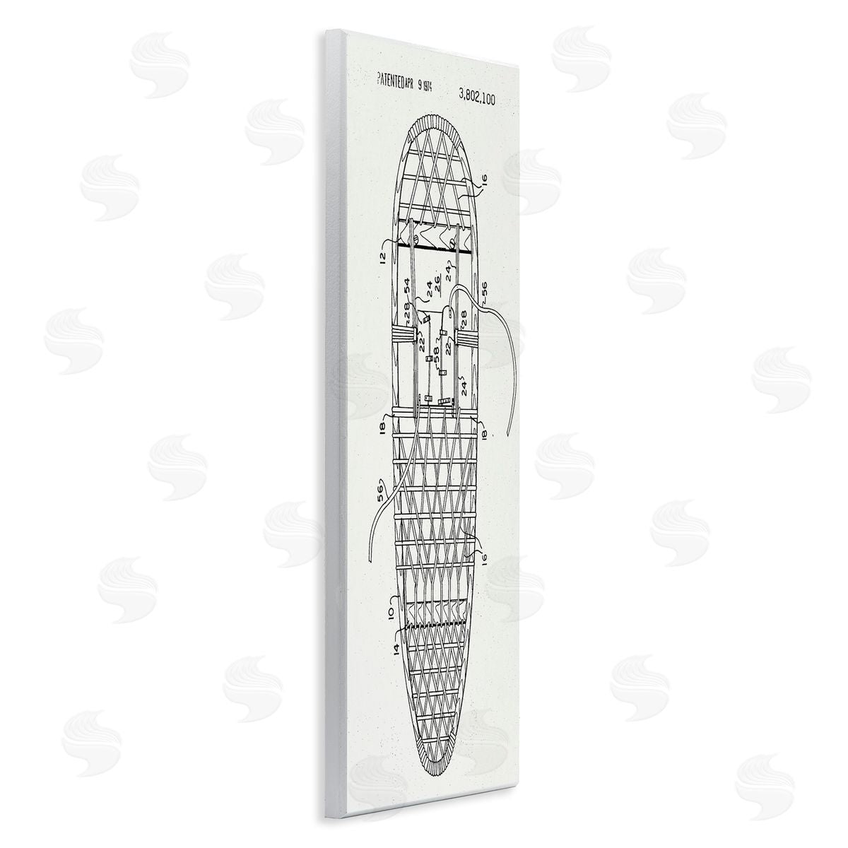 Stupell Studio Snowshoe Winter Patent Blueprint Wooden Wall Plaque Art Print
